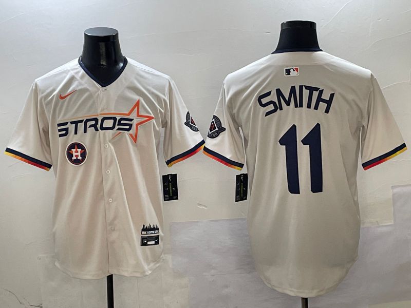 Men Houston Astros #11 Smith Cream three generations Joint Name Nike 2025 MLB Jersey style 7->los angeles dodgers->MLB Jersey